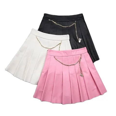 Women's genuine leather skirt - Sweet Cool Fashion Pleated High Waist Sheepskin Mini a Ver | OurHomly