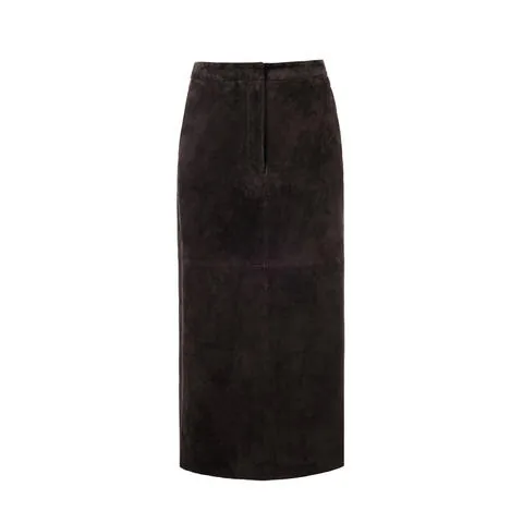 Women's genuine leather skirt - New Arrival Suede Long Skirt High Waist Bottom Slit Genuin | OurHomly