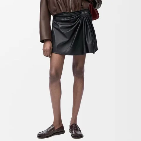 Women's genuine leather skirt - Casual Hot Irregular Pleated Design Slightly Elastic Skirt | OurHomly