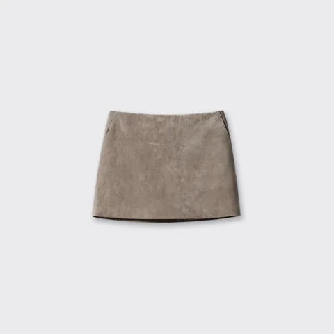 Women's genuine leather skirt - New Arrival Fashionable Sheepskin Suede Grey Wrap Leather | OurHomly