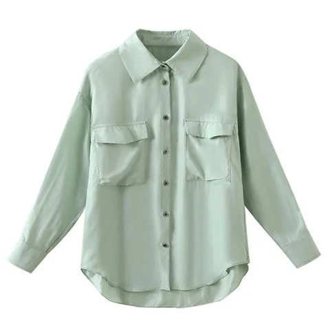 Women's genuine leather top - Fashion High End Copper Ammonia Cargo Pocket Single Breast | OurHomly