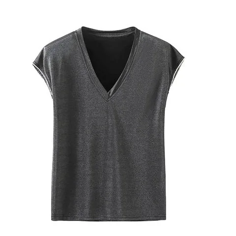 Women's genuine leather top - Custom High Quality Plain Cool Feeling Short Sleeves Slim | OurHomly