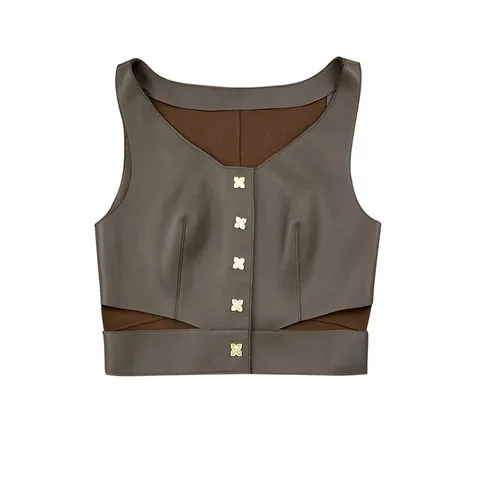 Women's genuine leather vest - Design Sexy Genuine Leather Sheepskin Multicolor Hollow-ou | OurHomly