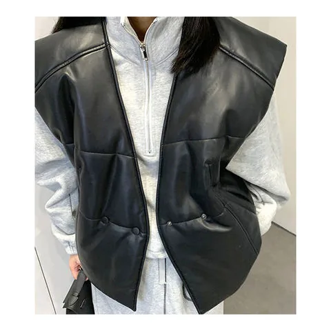 Women's genuine leather vest - Korean Style New Design Double Breasted V Neck Warm Women' | OurHomly